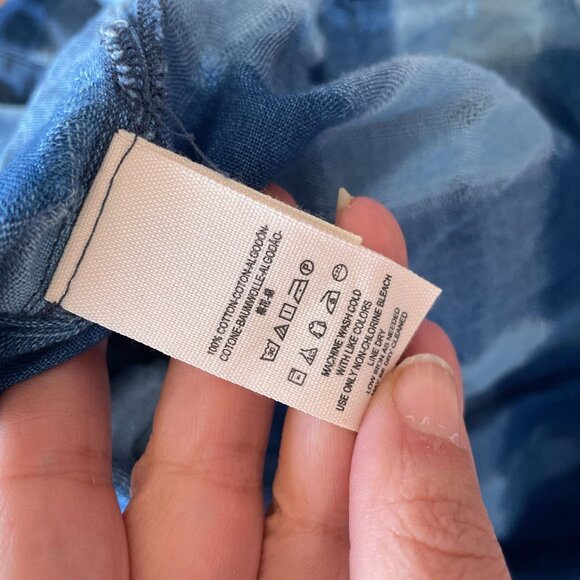 FREE PEOPLE Blue Plaid Flannel Button-Down Tunic Shirt Oversized Boho Grunge M - Picture 12 of 13